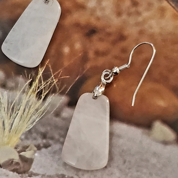 Amore Rose Quartz Semi Precious Stone Earrings - Picture 2 of 11